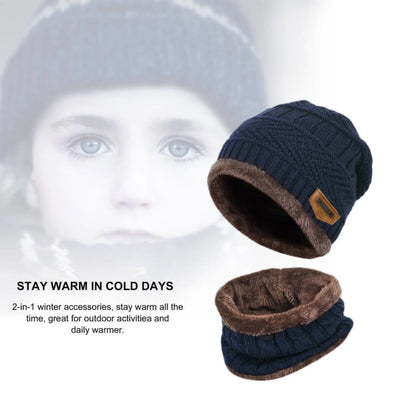 Vbiger Kids Warm Knitted Beanie Hat and Circle Scarf Set - Hats