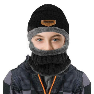 Vbiger Kids Warm Knitted Beanie Hat and Circle Scarf Set - Grey - Hats