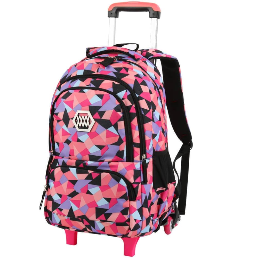 Vbiger Large-capacity Trolley School Bag Travel Rolling Backpacks for Primary School Students - Black - Backpacks