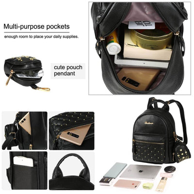 Vbiger Leather Backpack Trendy Travel Shoulders Bag Chic Outdoor Daypack - Backpacks