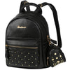 Vbiger Leather Backpack Trendy Travel Shoulders Bag Chic Outdoor Daypack - Black - Backpacks