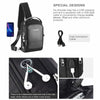 Vbiger Men Cross-body Bag Chest Bag Shoulder Bag with USB Charging Port Black - Bag