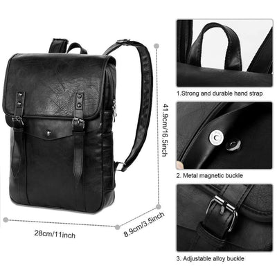 Vbiger Men Vintage PU Leather Backpack Laptop Backpack School Book bag for Men - Backpacks