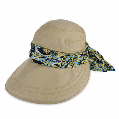 Vbiger New Detachable Sunbonnet for Outdoors Sport Foldable Visor with Zipper and Huge Bongrace - khaki - Hats