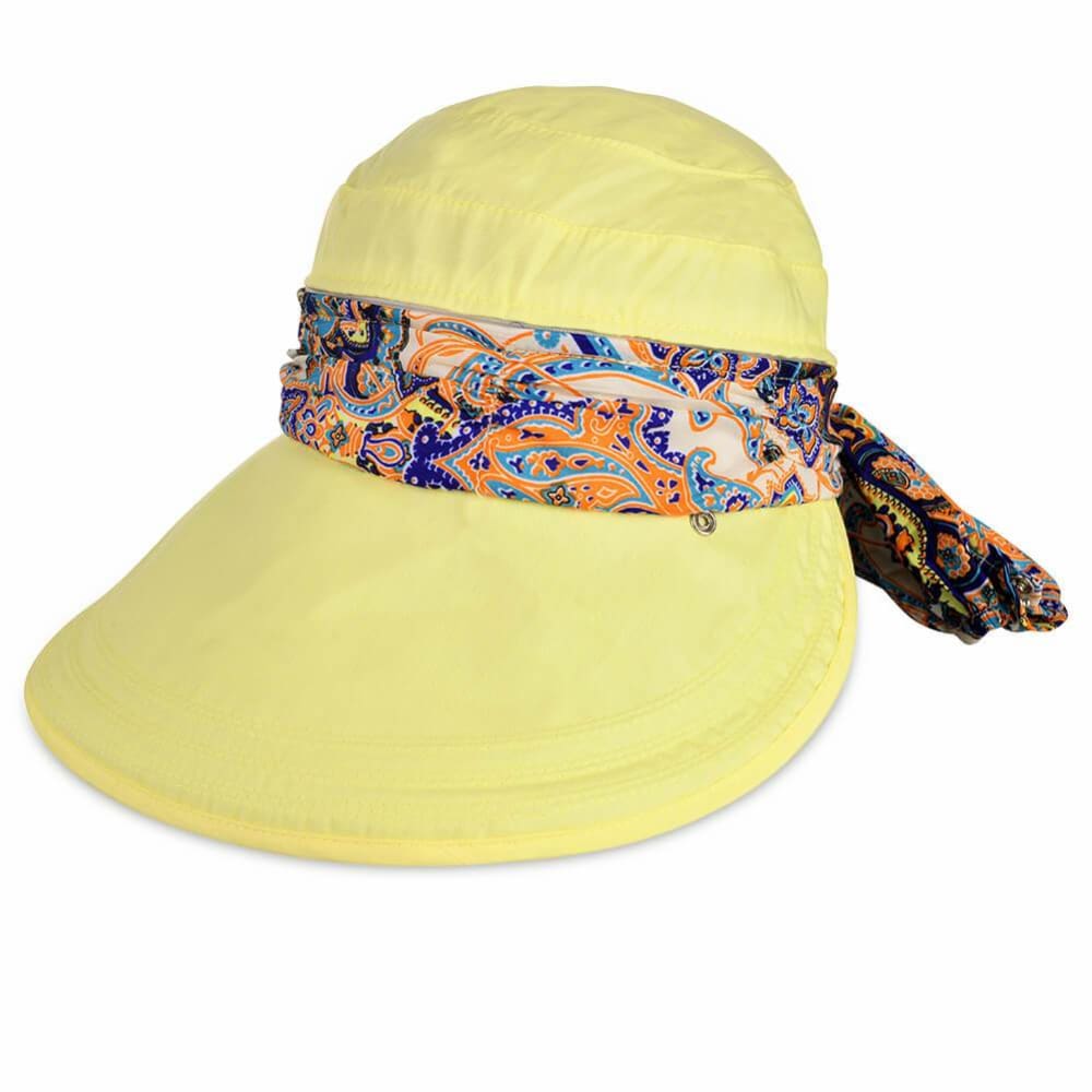 Vbiger New Detachable Sunbonnet for Outdoors Sport Foldable Visor with Zipper and Huge Bongrace - Yellow - Hats