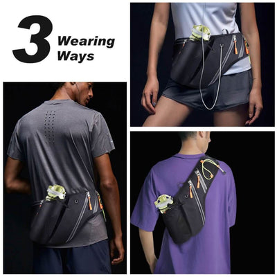 Vbiger Running Belt Waterproof Fanny Pack with Water Bottle Pocket and Adjustable Strap - Bag