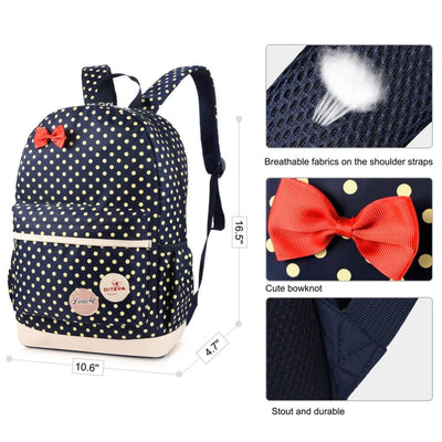 Vbiger School Bag Waterproof Nylon Shoulder Day pack Polka Dot Backpacks - Backpacks