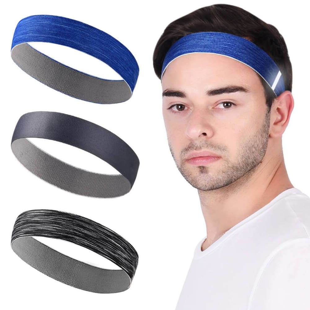 Vbiger Sports Headband Stretchy Sweatbands Workout Headbands for Running Training Yoga 3-Pack - For Men - Hats