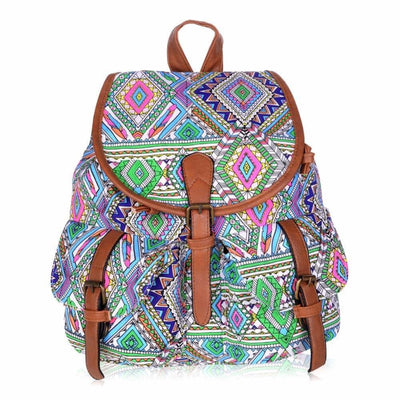Vbiger Stylish and Ethnic Bag for Travelling Popular Canvas Backpack for Women with Elephant Pattern - Style1 - Bag