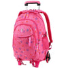Vbiger Stylish Wheeled Backpack Simple Shoulder Bag for Primary School Students 6 Wheels - Pink - Backpacks