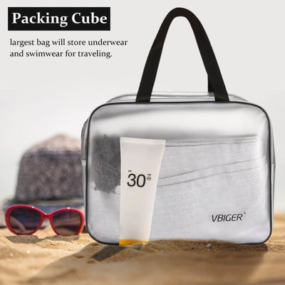 Vbiger TSA Approved Toiletry Bag Set Translucent Cosmetic Bag Packing Cube Set of 3 - Bag