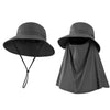 Vbiger Unisex Sun Hat Breathable Bucket Hat Quick-dry Outdoor Hats Foldable Fishing Cap with Detachable Flaps - Hats