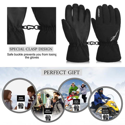 Vbiger Unisex Winter Warm Gloves Full-finger Snowboard Gloves Waterproof Sports Gloves - Gloves