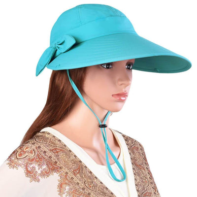 Vbiger UPF50+ Beach Sunhat Foldable Sun Hat Adjustable Sunproof Hat Wide Brim Visor Hat with Removable Neck and Face Flap - Hats
