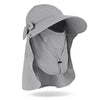 Vbiger UPF50+ Beach Sunhat Foldable Sun Hat Adjustable Sunproof Hat Wide Brim Visor Hat with Removable Neck and Face Flap - Grey - Hats