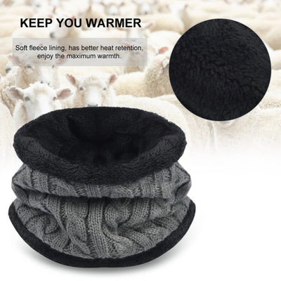 Vbiger Warm Knitted Hat and Circle Scarf with Fleece Lining 2 Pieces - Hats