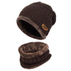 Vbiger Warm Knitted Hat and Circle Scarf with Fleece Lining 2 Pieces - Brown - Hats