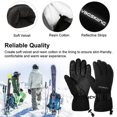 Vbiger Windproof Ski Thickened Winter Gloves Warm Splash-proof Sports Gloves - Gloves