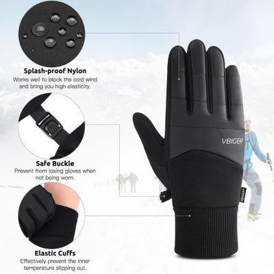 Vbiger Winter Gloves Touch Screen Gloves Anti-slip Cycling Gloves Sport Gloves - Gloves