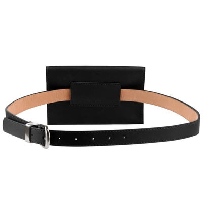 Vbiger Women 2-in-1 Waist Belt Dual-use PU Leather Waist Strap Chic 2-in-1 Pin Buckle Belt Trendy 2 Pieces Waistband and Fanny Pack Black -