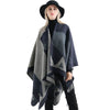 Vbiger Women Color Block Shawl Wrap Open Front Poncho Cape Oversized Winter Blanket Reversible Scarf Thick Cardigan Coat - Scarf