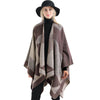 Vbiger Women Color Block Shawl Wrap Open Front Poncho Cape Oversized Winter Blanket Reversible Scarf Thick Cardigan Coat - Scarf