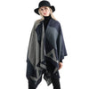 Vbiger Women Color Block Shawl Wrap Open Front Poncho Cape Oversized Winter Blanket Reversible Scarf Thick Cardigan Coat - Scarf