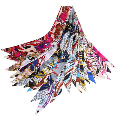 Vbiger Women Satin Scarf Set Smooth Printing Scarfs Trendy Silk Neckerchief Multi-functional Silk Ribbon Suitable for Work Shopping Dating