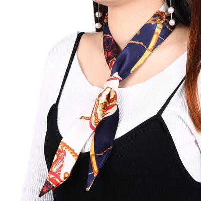 Vbiger Women Satin Scarf Set Smooth Printing Scarfs Trendy Silk Neckerchief Multi-functional Silk Ribbon Suitable for Work Shopping Dating