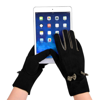 Vbiger Women Winter Warm Gloves Touch Screen Gloves Casual Gloves with Lovely Bowknot Black - Gloves