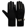 Vbiger Women Winter Warm Gloves Touch Screen Gloves Casual Gloves with Lovely Bowknot Black - Gloves