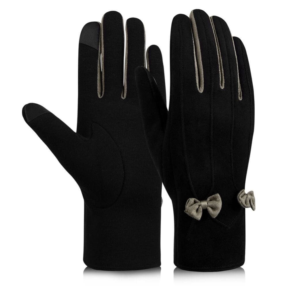 Vbiger Women Winter Warm Gloves Touch Screen Gloves Casual Gloves with Lovely Bowknot, Black