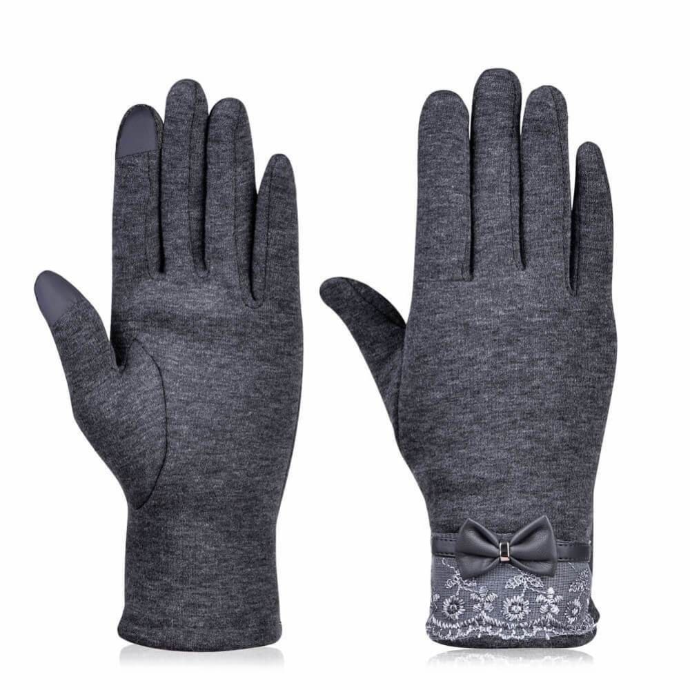Vbiger Women's Fashionable Flocking Touchscreen Warmer Lace Gloves