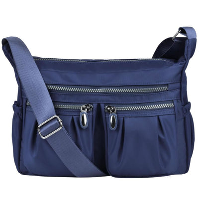 Women Casual Multi Pockets Waterproof Shoulder Bag - Dark Blue - Bag