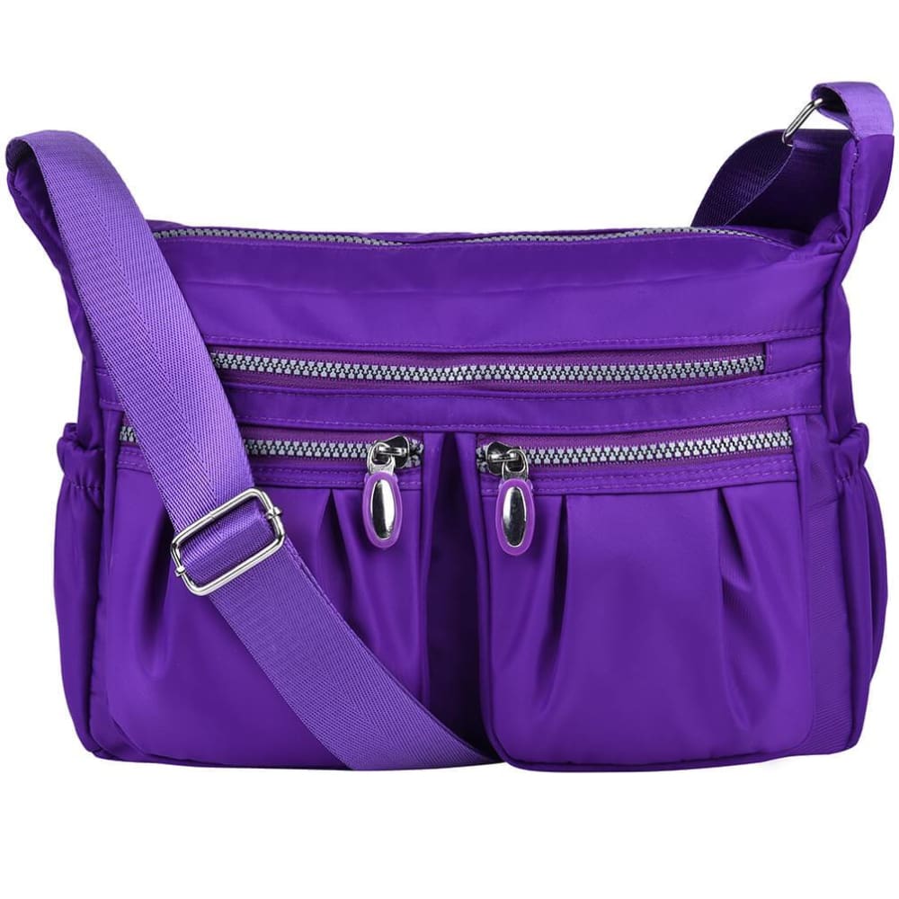 Women Casual Multi Pockets Waterproof Shoulder Bag - Purple - Bag