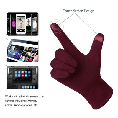 Womens Fashionable Flocking Touchscreen Warmer Lace Gloves - Gloves